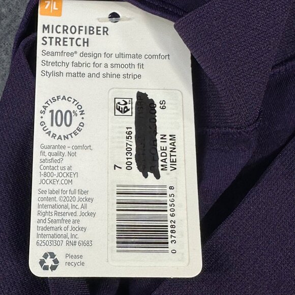 Jockey Women's Size Large 7 Panty Hipster Matte And Shine Striped Purple New - Picture 4 of 9